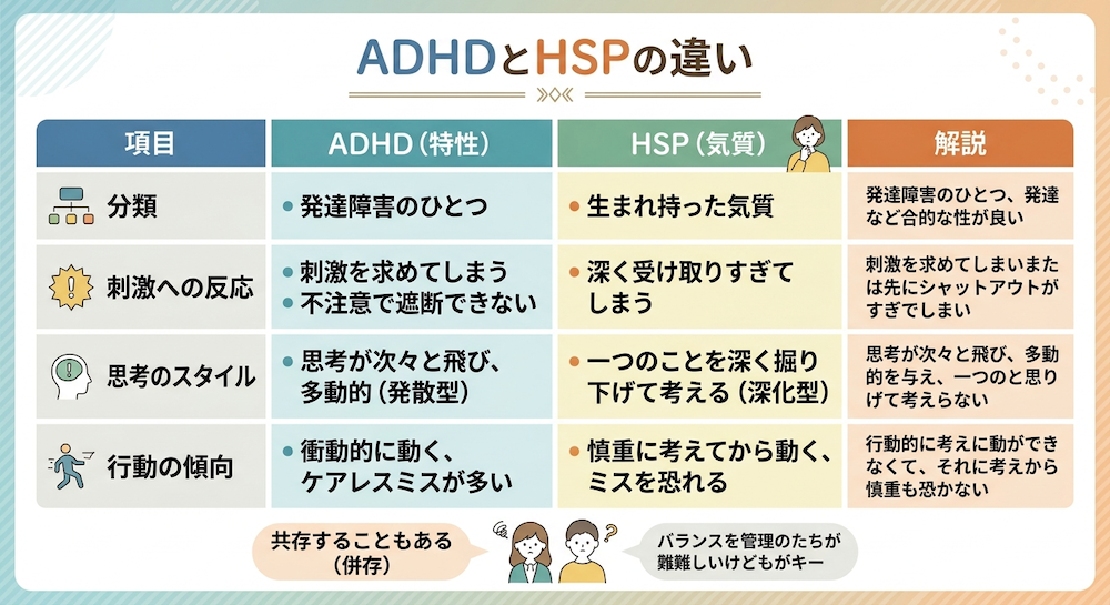 ADHDとHSPの違い